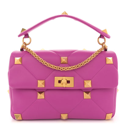 Valentino Garavani Nappa Large Roman Stud Shoulder Bag Radiant Orchid 1 of 9