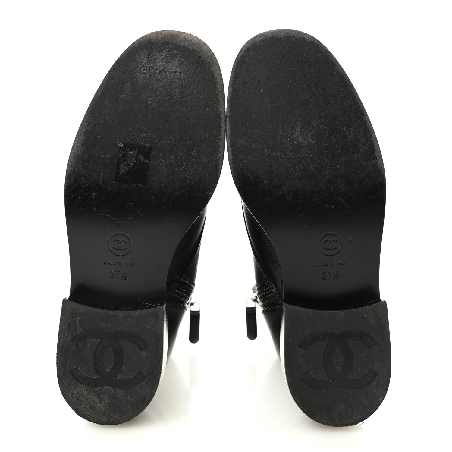 Chanel Calfskin Lace Up Combat Boots 37.5 Black 6 of 13