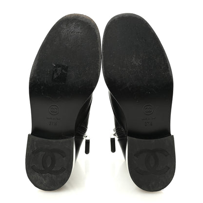 Chanel Calfskin Lace Up Combat Boots 37.5 Black 6 of 13