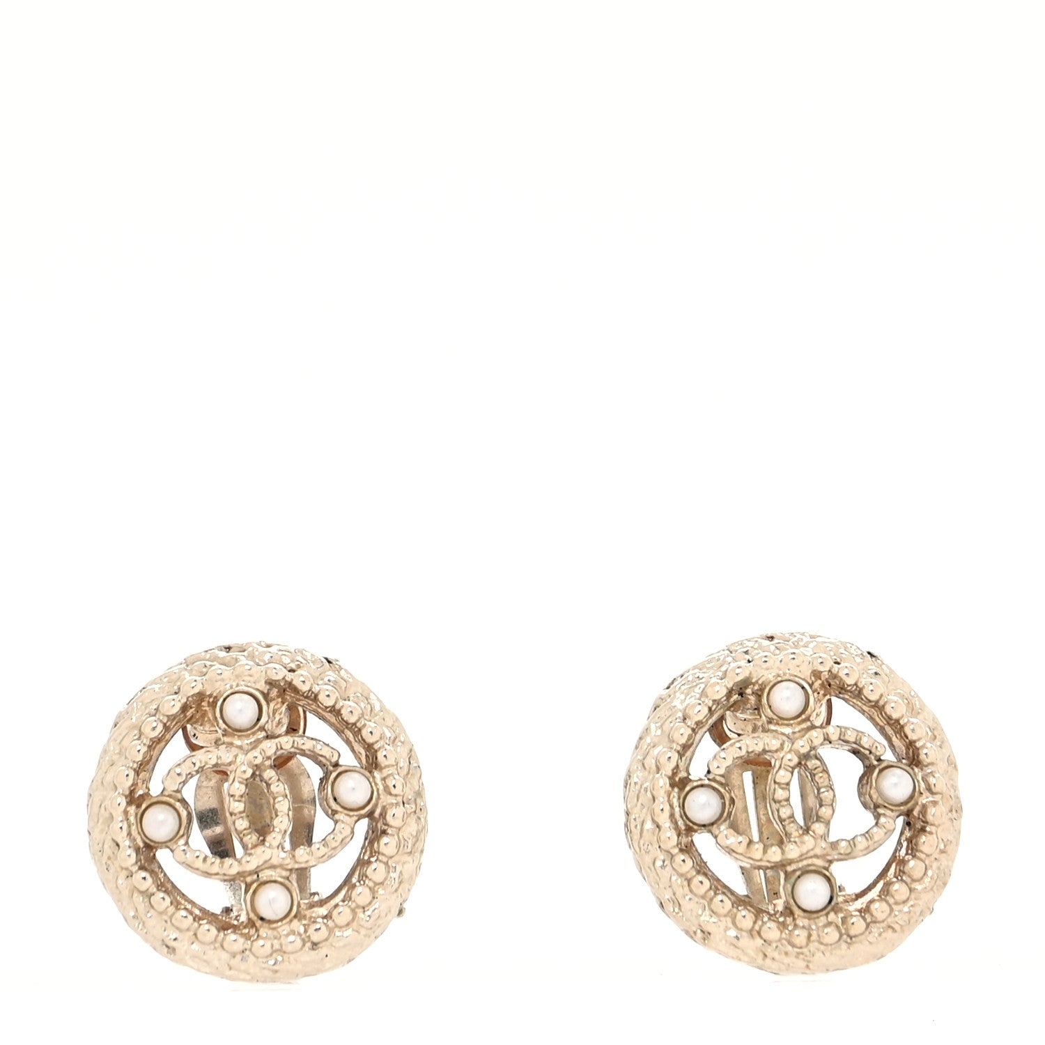 Chanel Pearl CC Round Rope Clip On Earrings 1 of 4