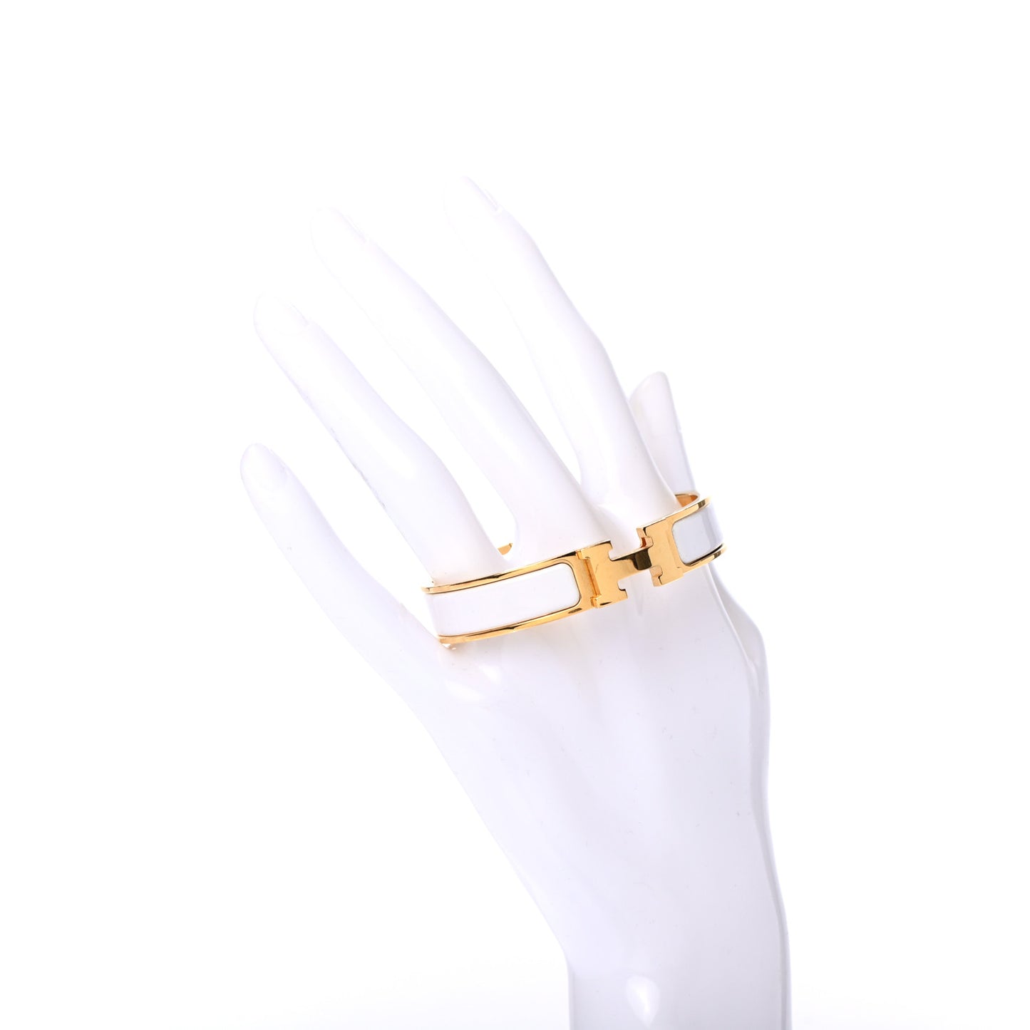 Enamel Narrow Clic Clac H Bracelet PM White