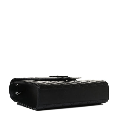 Saint Laurent Grain De Poudre Textured Mixed Matelasse Triquilt Medium Monogram Satchel Black 4 of 11