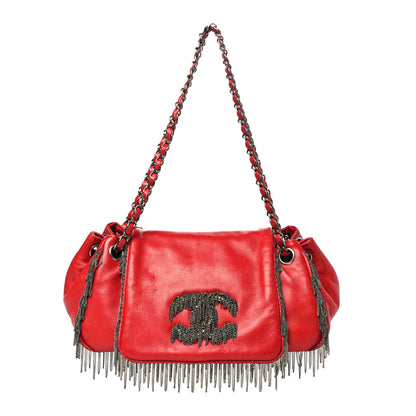 Chanel Lambskin Rock And Cabaret Chain Fringe Accordion Flap Red 1 of 10