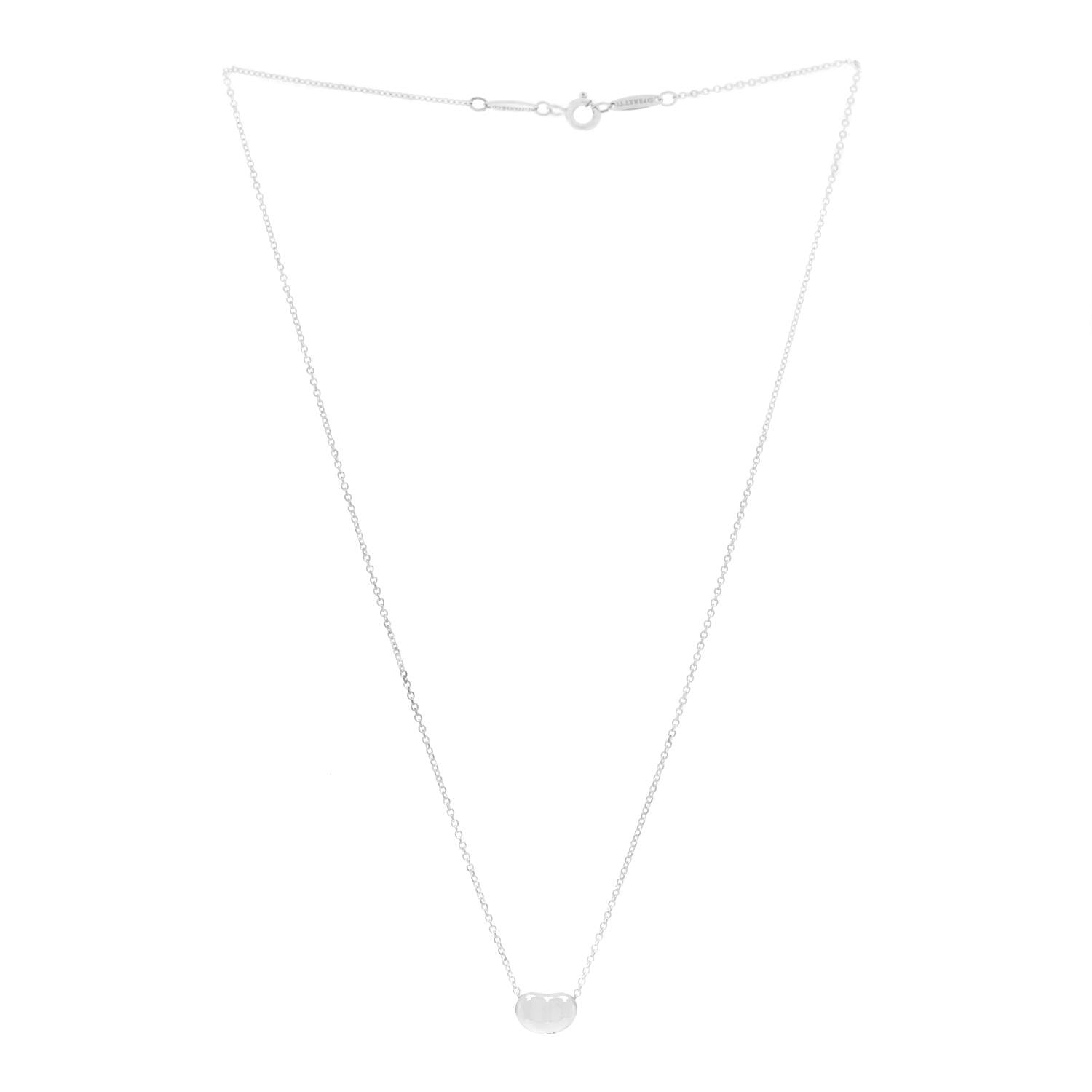 Tiffany Sterling Silver 9mm Elsa Peretti Bean Pendant Necklace 3 of 6