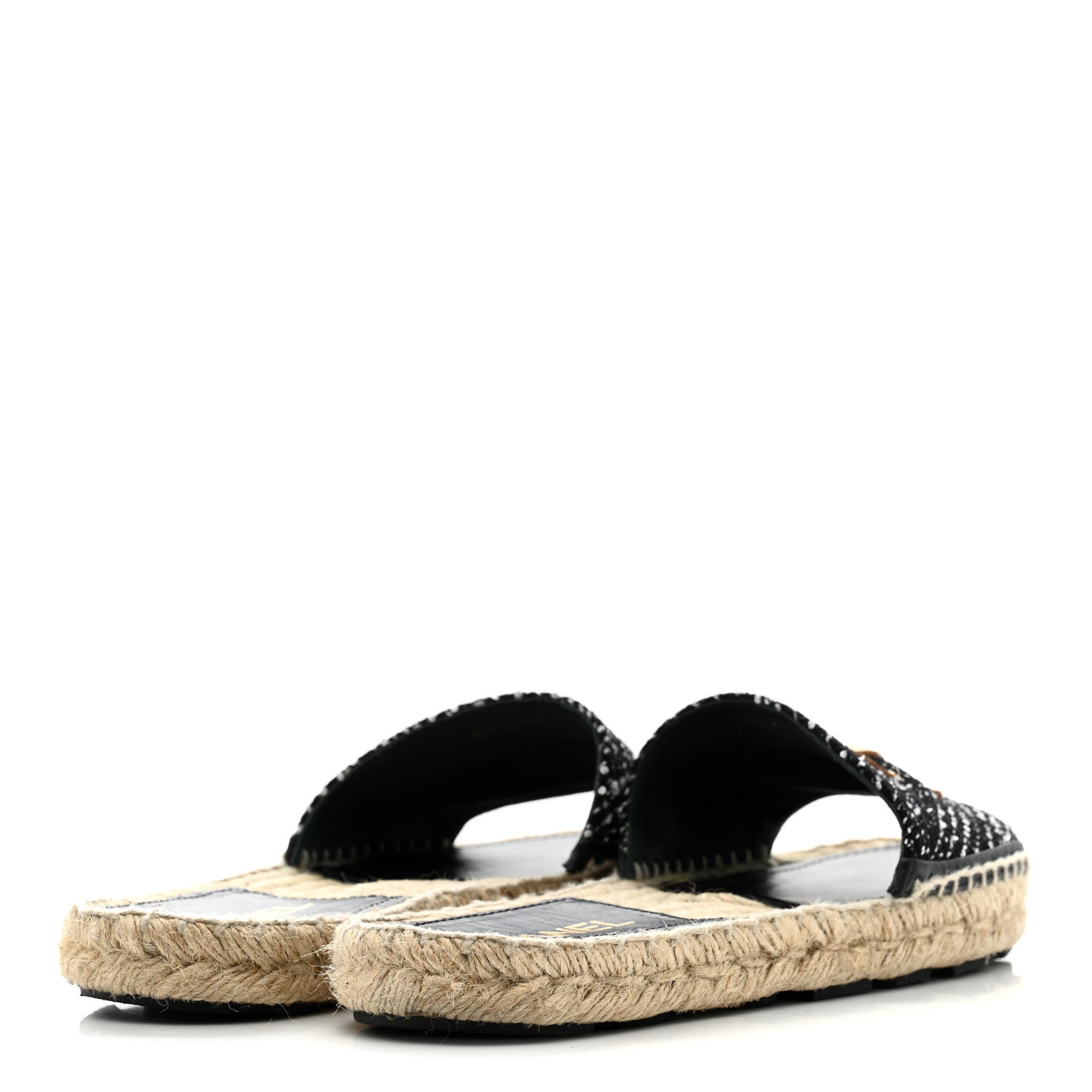 Chanel Wool Laminated Lambskin CC Slide Sandals 39 Black Gold 5 of 10