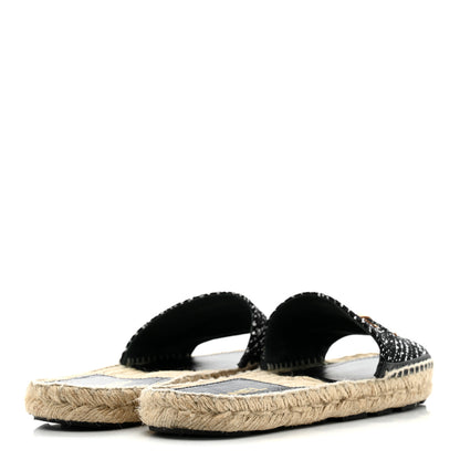 Chanel Wool Laminated Lambskin CC Slide Sandals 39 Black Gold 5 of 10