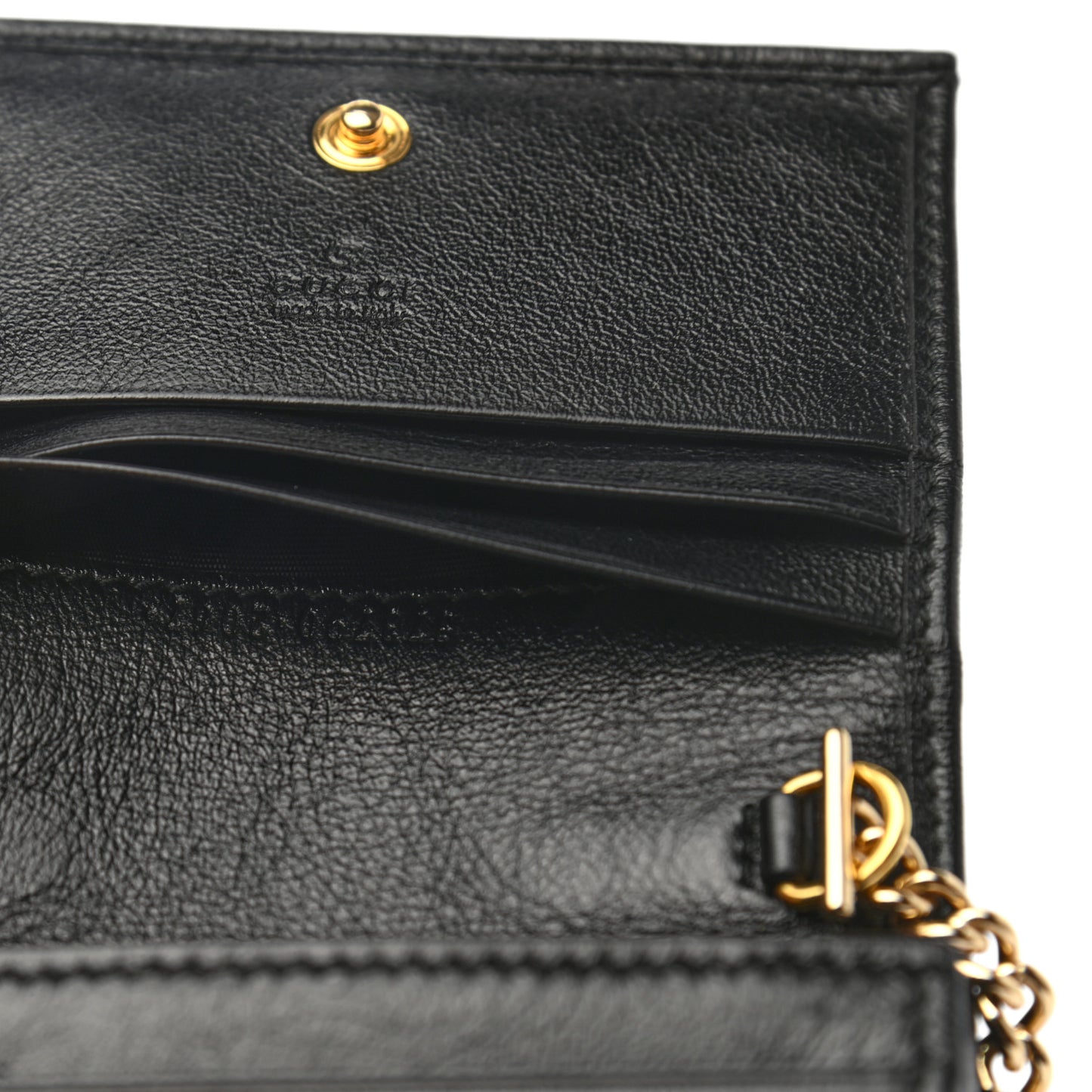 Calfskin Web Rajah Chain Card Case Wallet Black