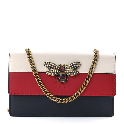 Gucci Calfskin Queen Margaret Chain Wallet Blue Agata Hibiscus Red Mystic White 1 of 11