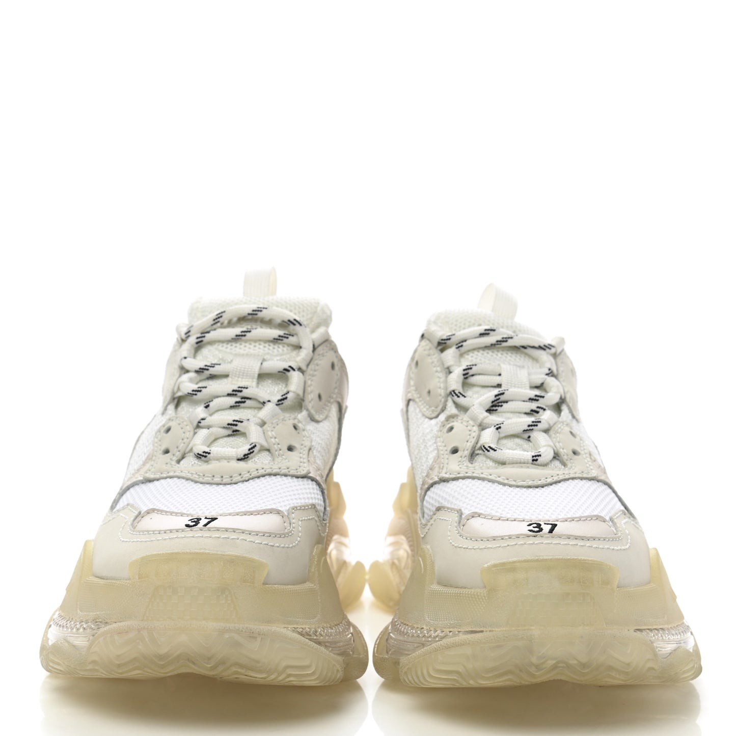 Fabric Mesh Clear Sole Womens Triple S Sneakers 37 White