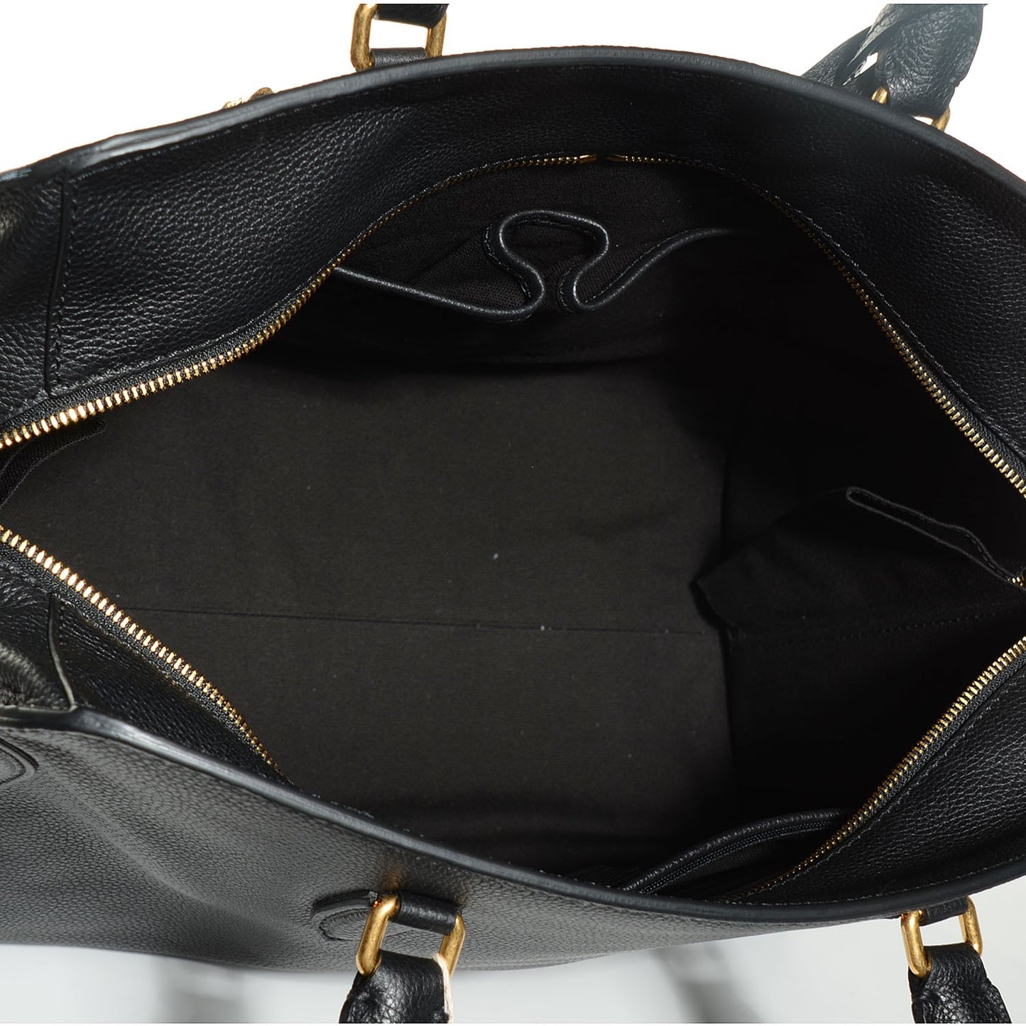 Pebbled Calfskin Large Skull Padlock Zip Around Tote Black