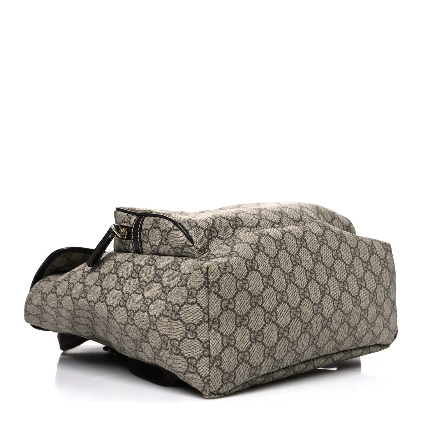 GG Supreme Monogram Medium Single Buckle Rucksack Backpack Beige Ebony Brown