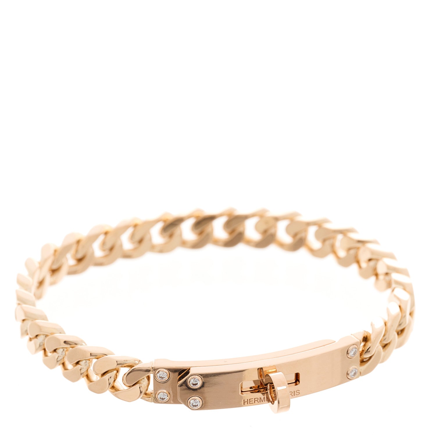 Hermes 18K Rose Gold Diamond PM Kelly Chaine Bracelet SH 2 of 5