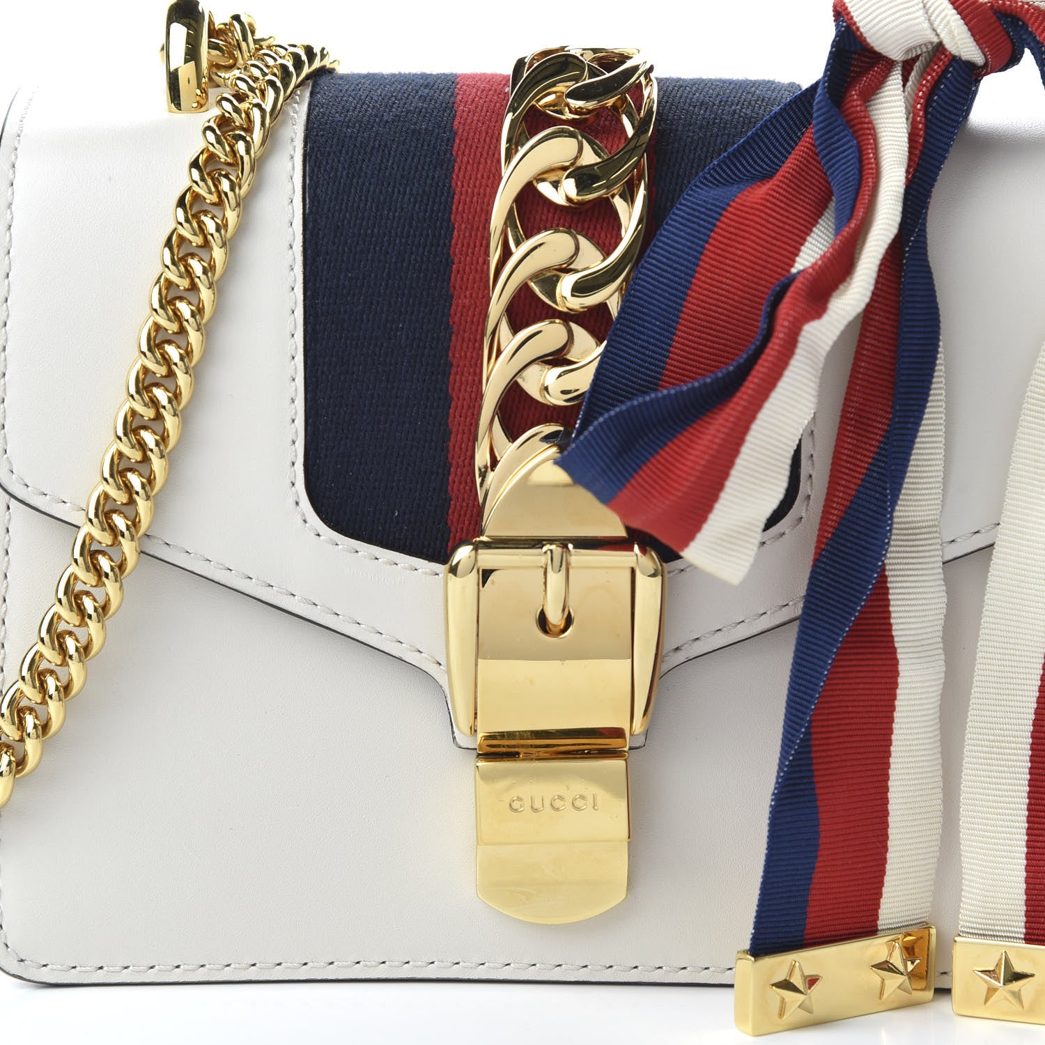 Gucci Calfskin Mini Sylvie Chain Shoulder Bag White 10 of 11
