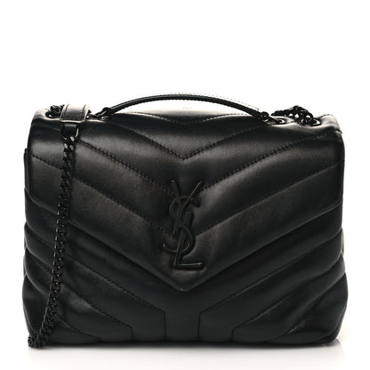 Saint Laurent Calfskin Y Quilted Monogram Monochrome Small Loulou Chain Satchel Black 1 of 6