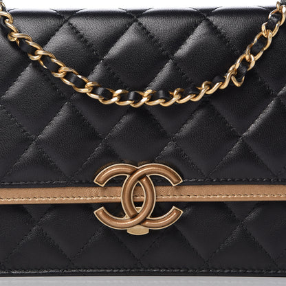 Chanel Lambskin Quilted CC Chic Wallet on Chain WOC Black Gold 9 of 12