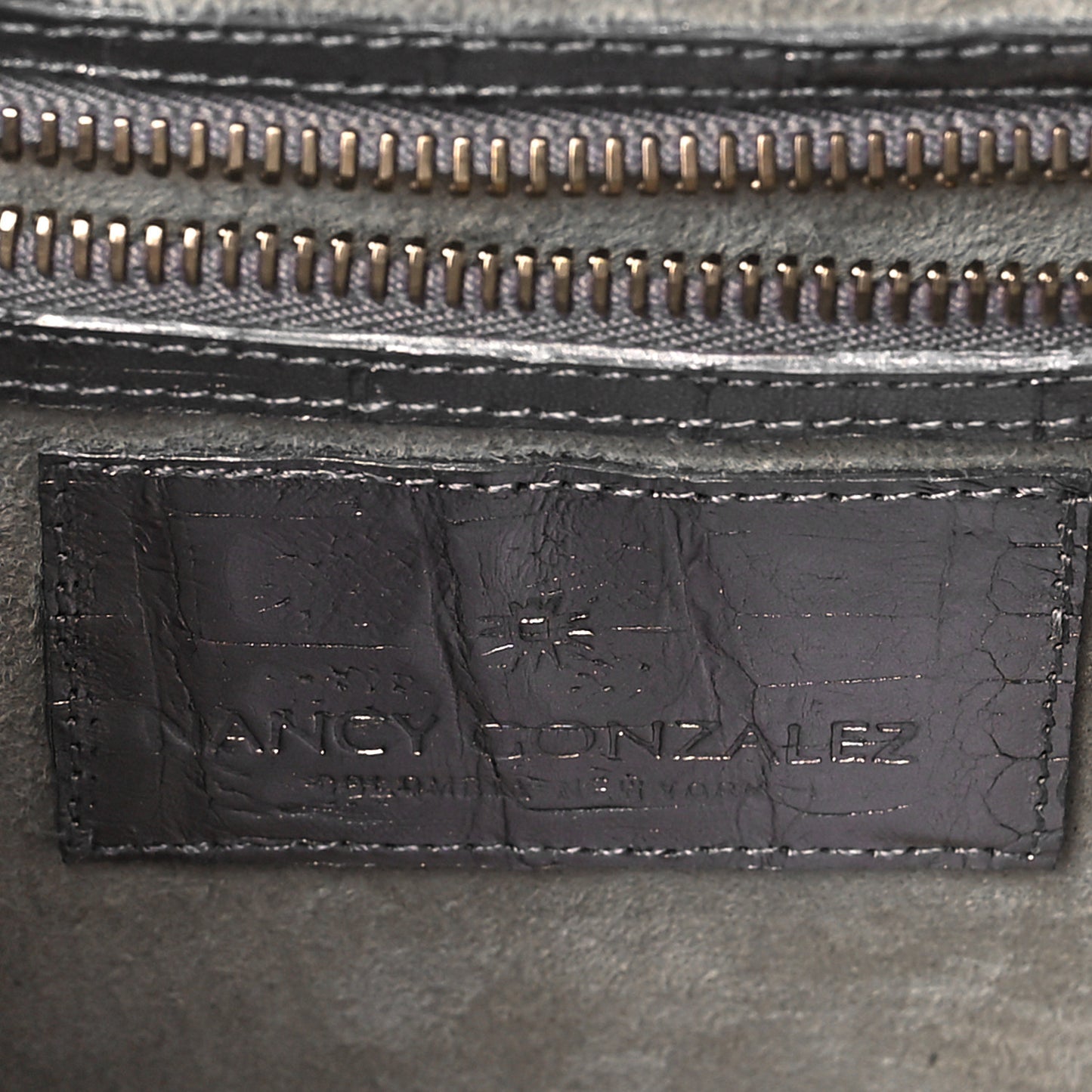 Metallic Crocodile Butterfly Bag Anthracite