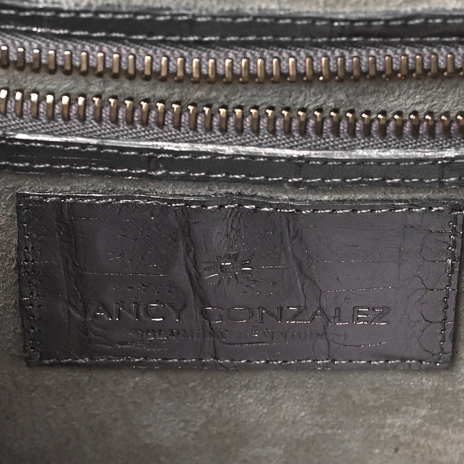 Nancy Gonzalez Metallic Crocodile Butterfly Bag Anthracite 6 of 9