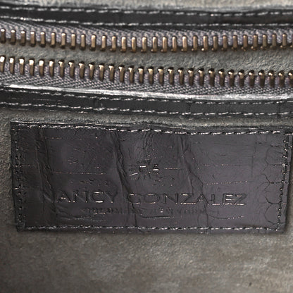 Nancy Gonzalez Metallic Crocodile Butterfly Bag Anthracite 6 of 9