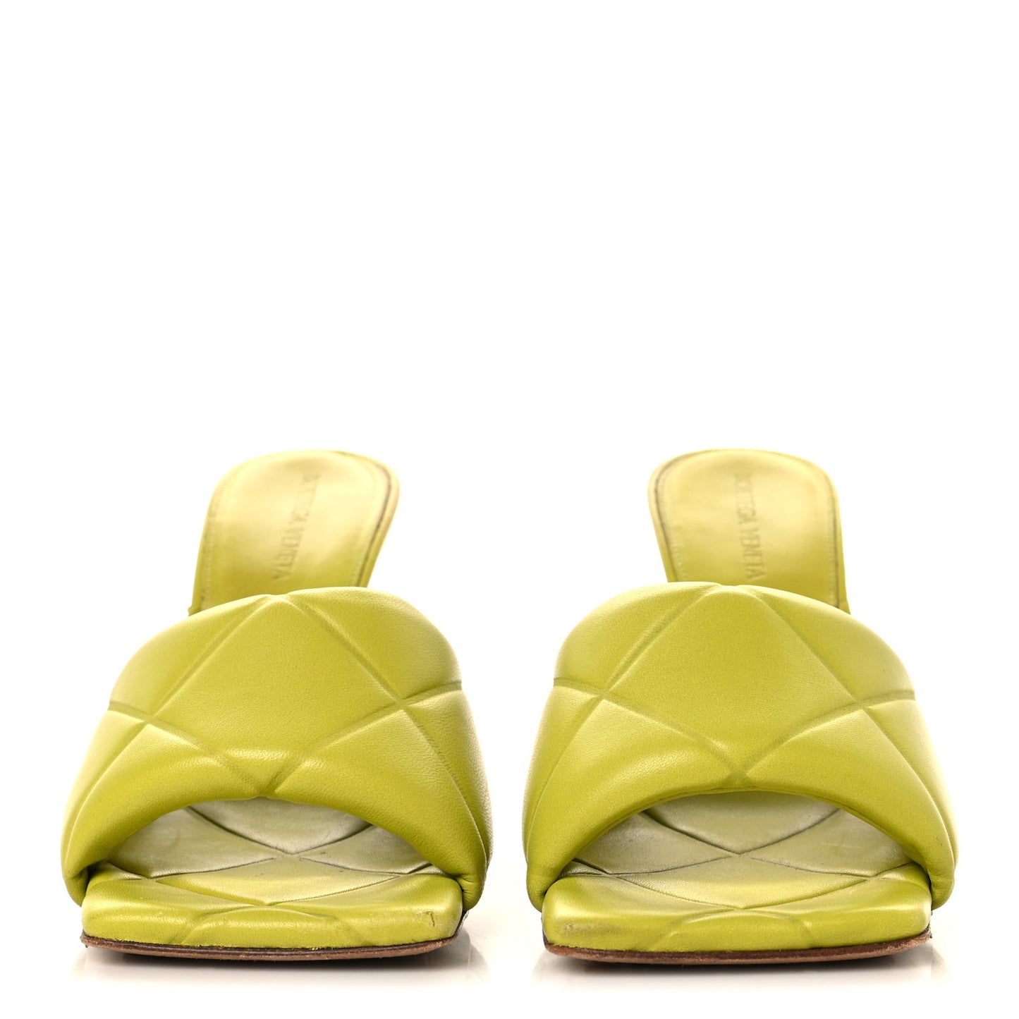 Nappa Quilted Rubber Lido Mule Sandals 38 Kiwi