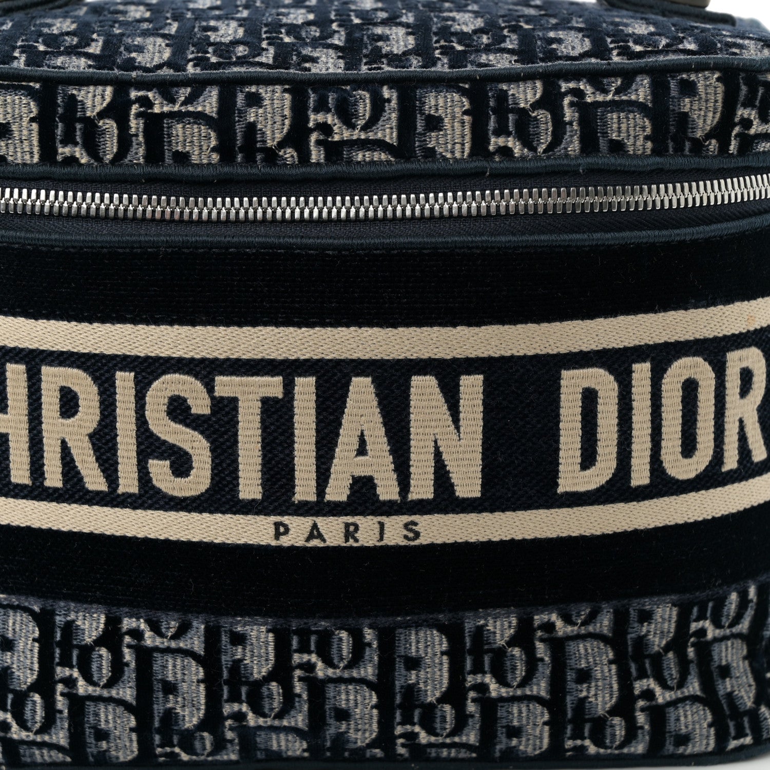 Christian Dior Velvet Oblique Diortravel Vanity Case Blue 1755559