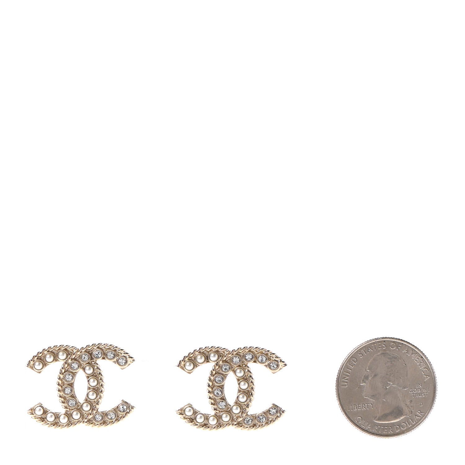 Chanel Pearl Crystal April In Paris CC Earrings Light Gold 2 of 4