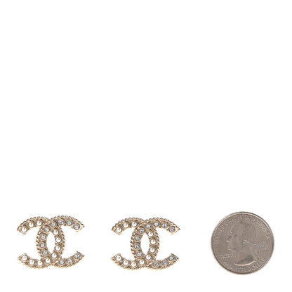 Chanel Pearl Crystal April In Paris CC Earrings Light Gold 2 of 4