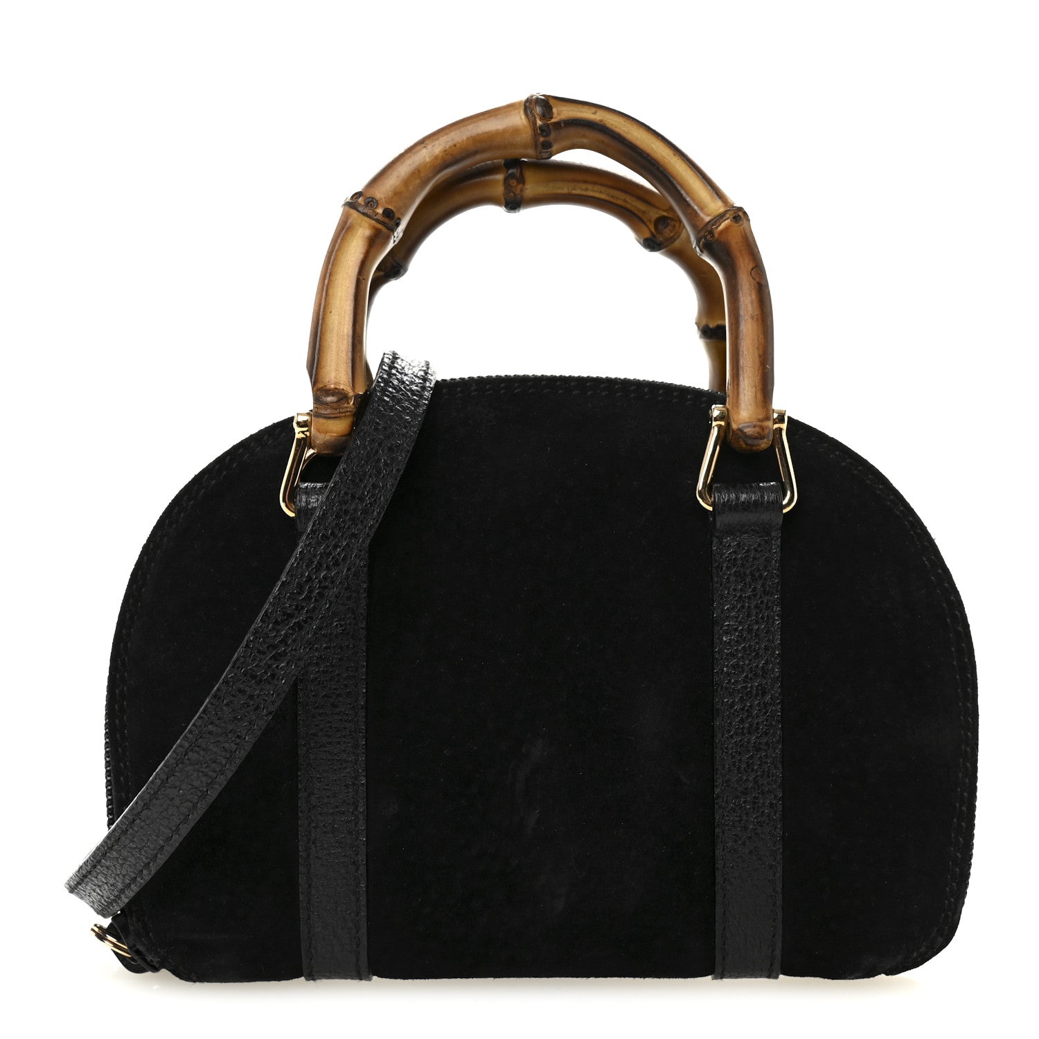 Gucci Suede Mini Bamboo Handle Bag Black 1 of 10
