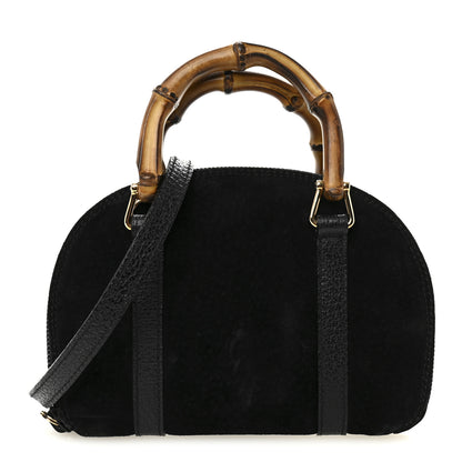 Gucci Suede Mini Bamboo Handle Bag Black 1 of 10