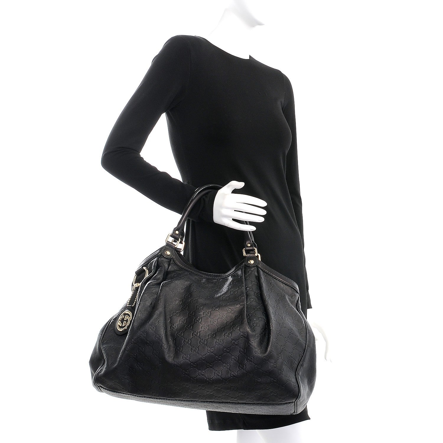 Gucci Guccissima Large Sukey Tote Black 2 of 7