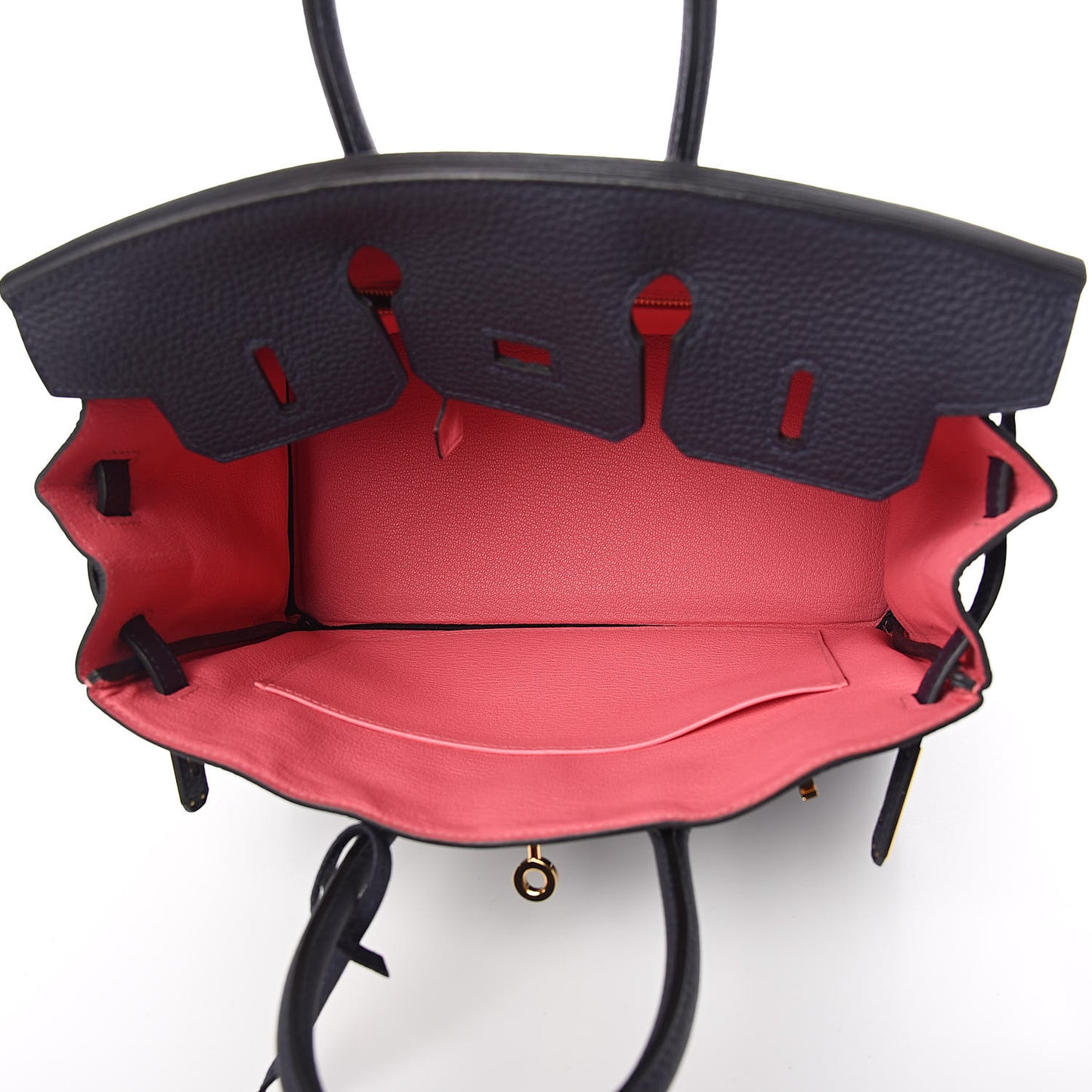 Togo Horseshoe Birkin 25 Bleu Nuit Rose Azalee