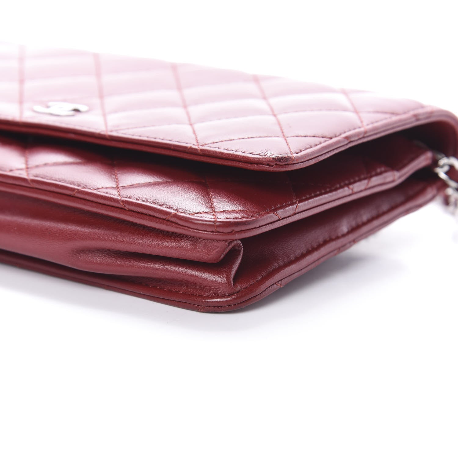 Chanel Lambskin Quilted Wallet On Chain WOC Red 11 of 15