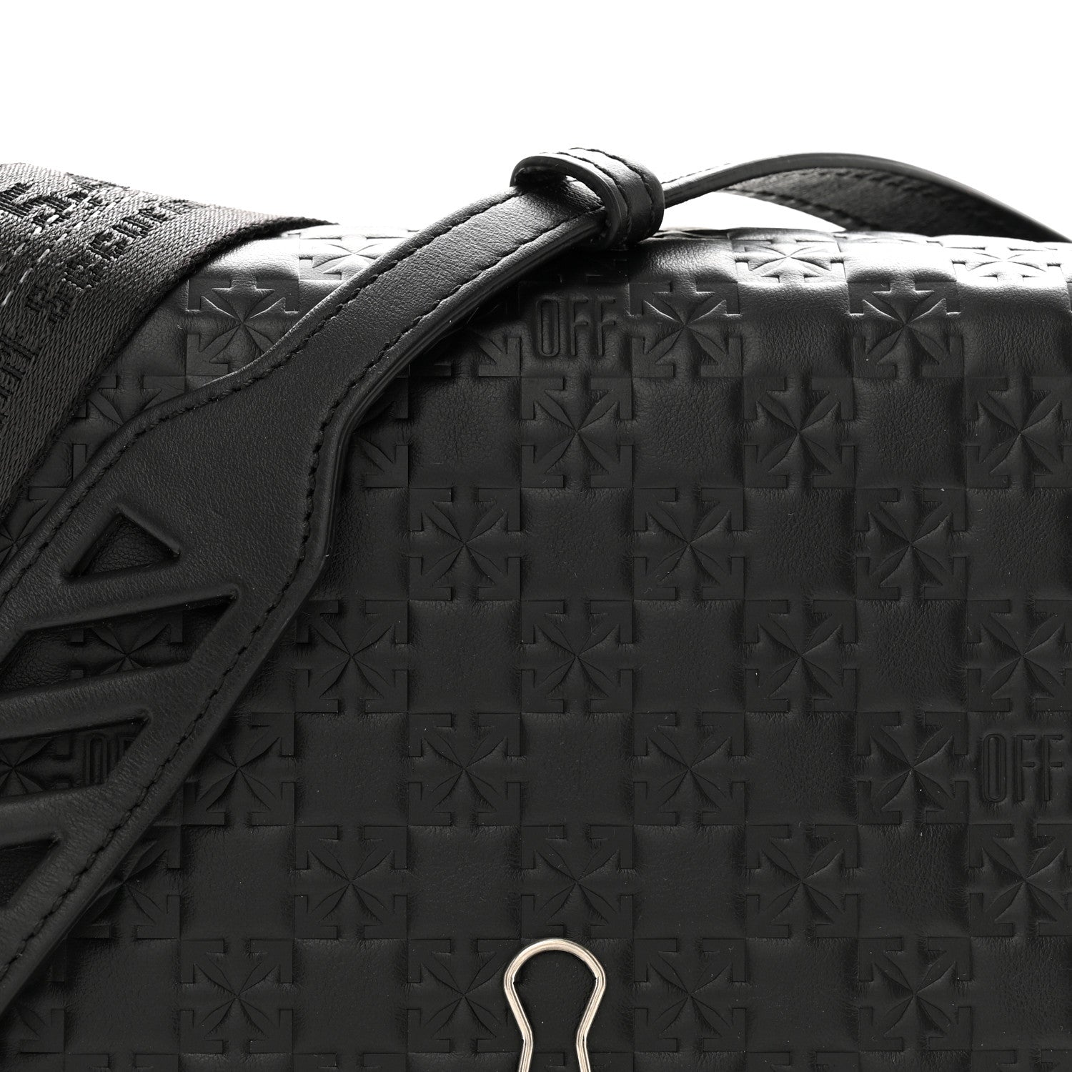 Off-White Embossed Mini Diag Binder Clip Bag Black 8 of 13