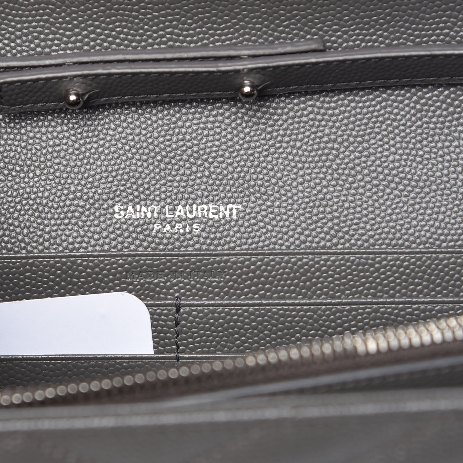 Saint Laurent Grain De Poudre Matelasse Chevron Monogram Chain Wallet Earth 6 of 9