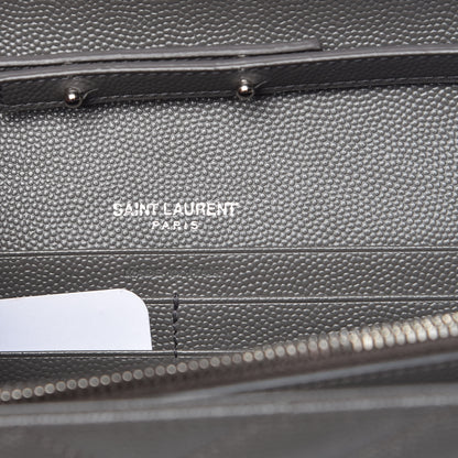 Saint Laurent Grain De Poudre Matelasse Chevron Monogram Chain Wallet Earth 6 of 9