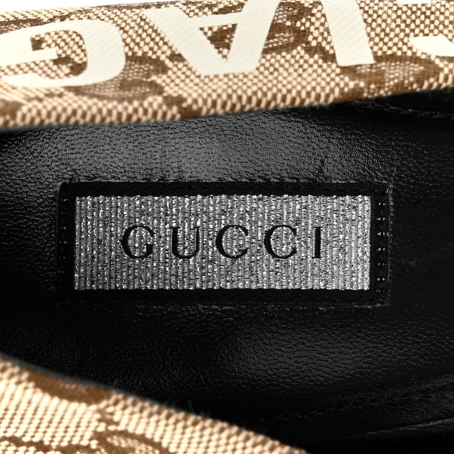X GUCCI GG Monogram Square Knife 80mm Pumps 40 Beige Ebony