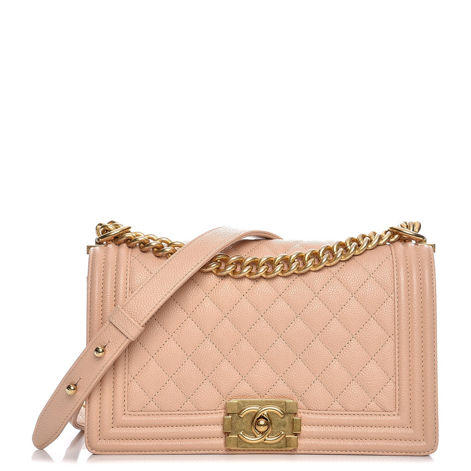 Chanel Caviar Quilted Medium Boy Flap Beige 1 of 7