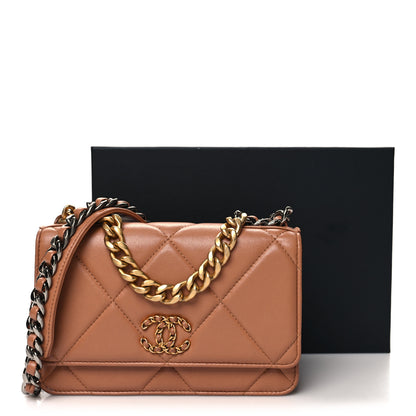 Chanel Lambskin Quilted 19 Wallet On Chain WOC Brown 13 of 13