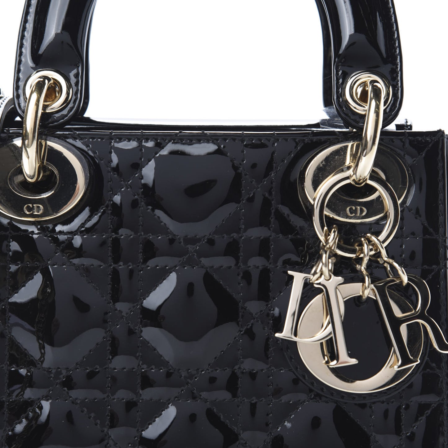 Patent Cannage Mini Lady Dior Black