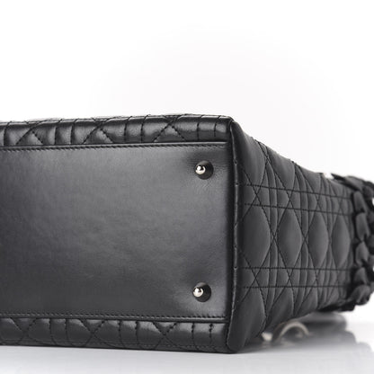 Christian Dior Lambskin Cannage Bow Medium Lady Dior Black 6 of 11