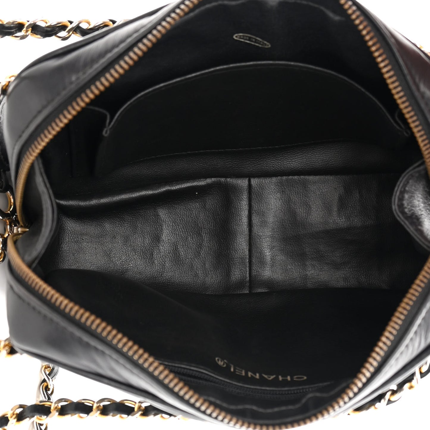 Lambskin Chevron Quilted Small Camera Case Black