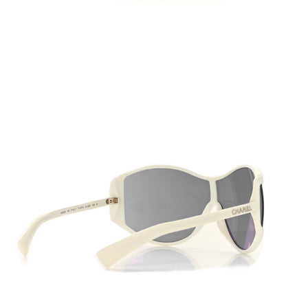 Chanel Acetate Mirror Shield Sunglasses 71475 White 4 of 6