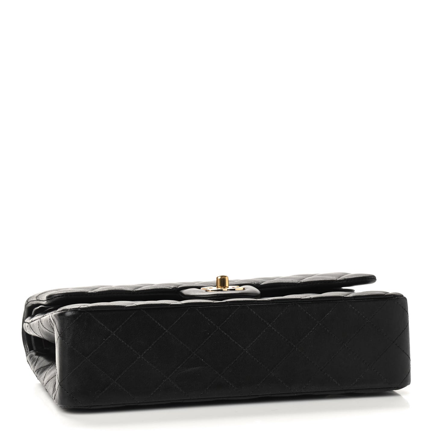 Lambskin Quilted Medium Double Flap Black
