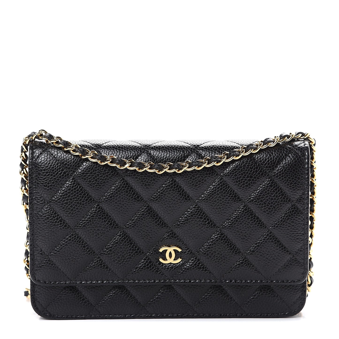 Caviar Quilted Wallet On Chain WOC Black
