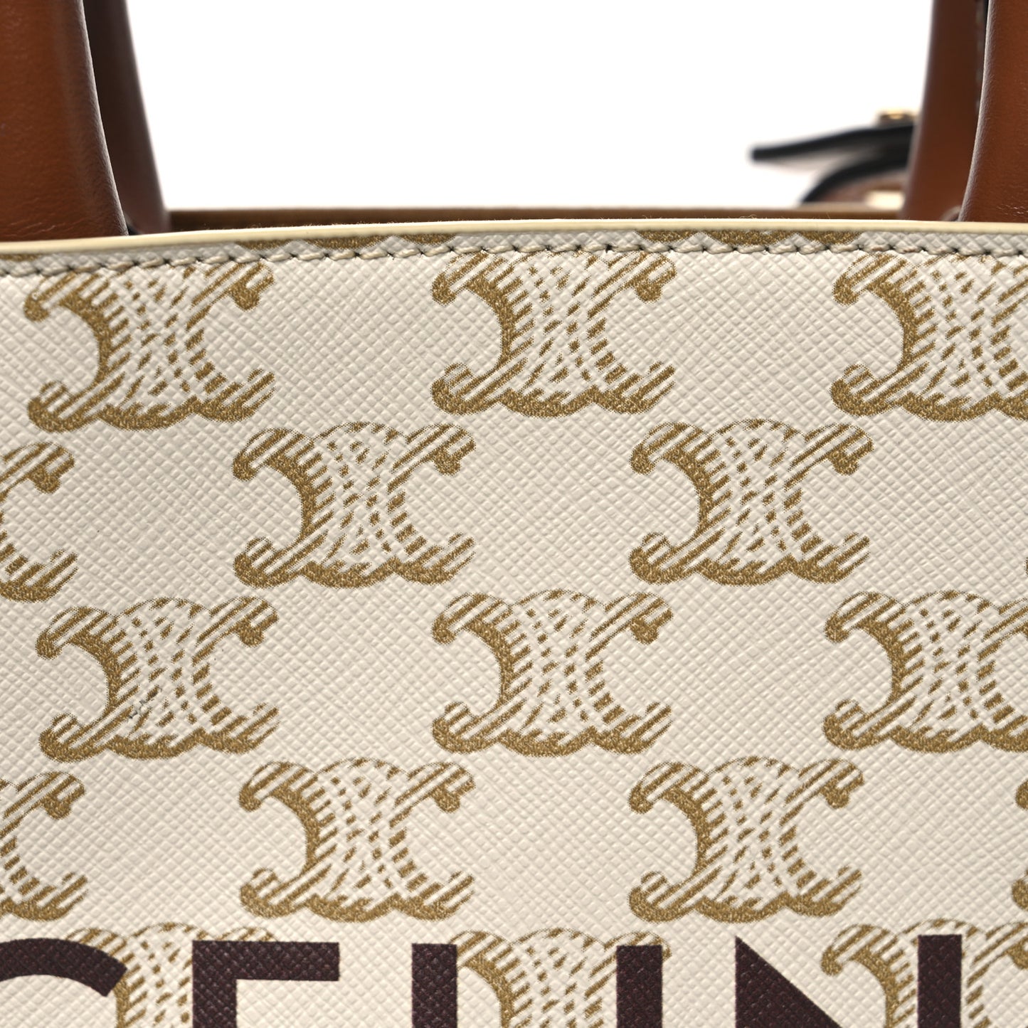 Triomphe Canvas Calfskin Mini Vertical Cabas White