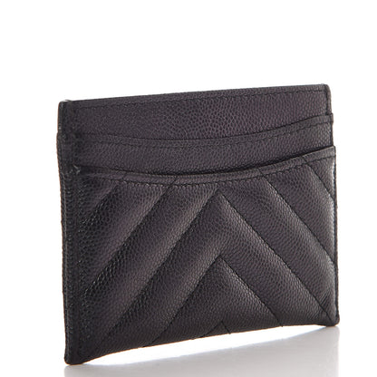 Chanel Iridescent Caviar Chevron Quilted Card Holder Black 3 of 10