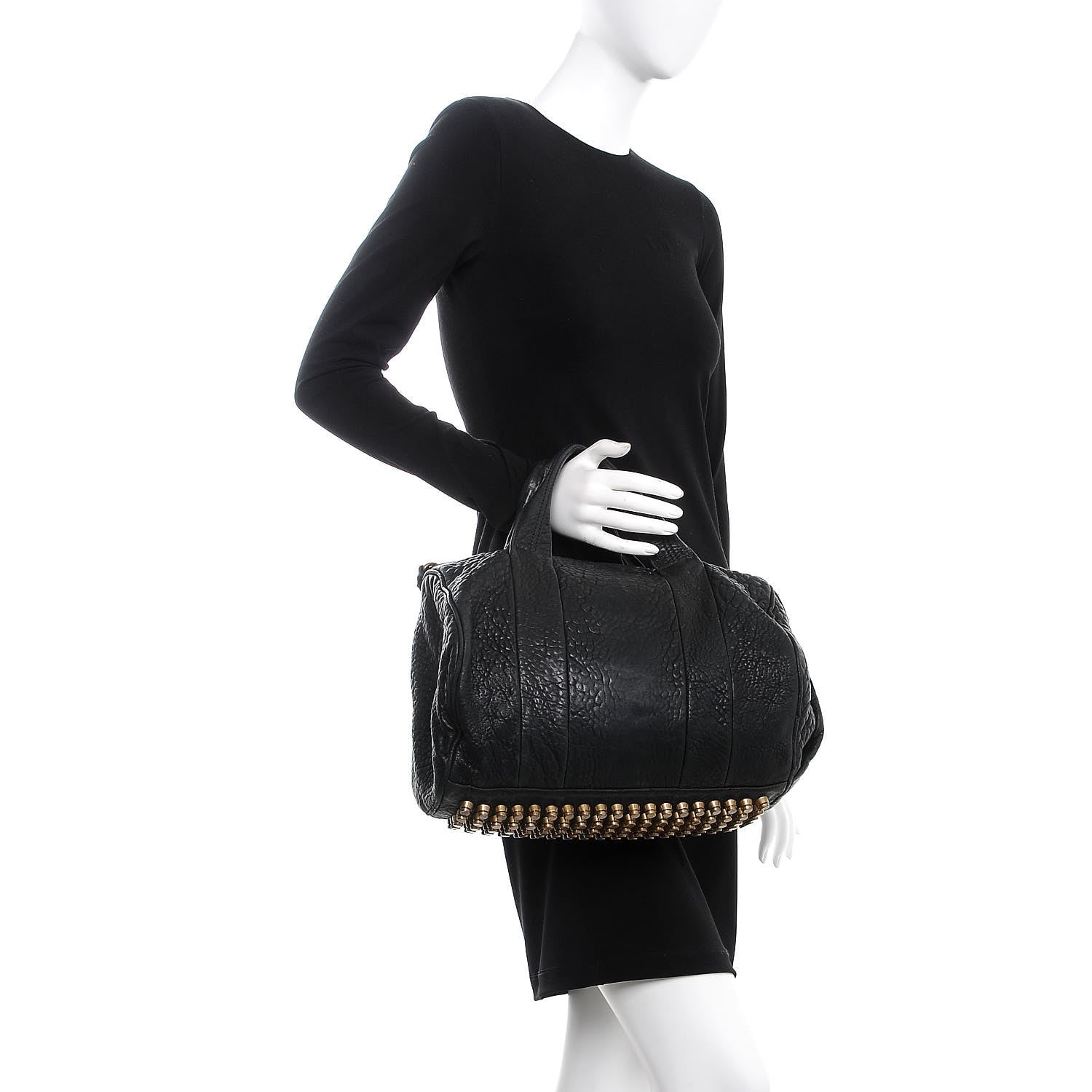 Alexander Wang Pebbled Lambskin Rocco Black Antique Brass Hardware 3 of 15