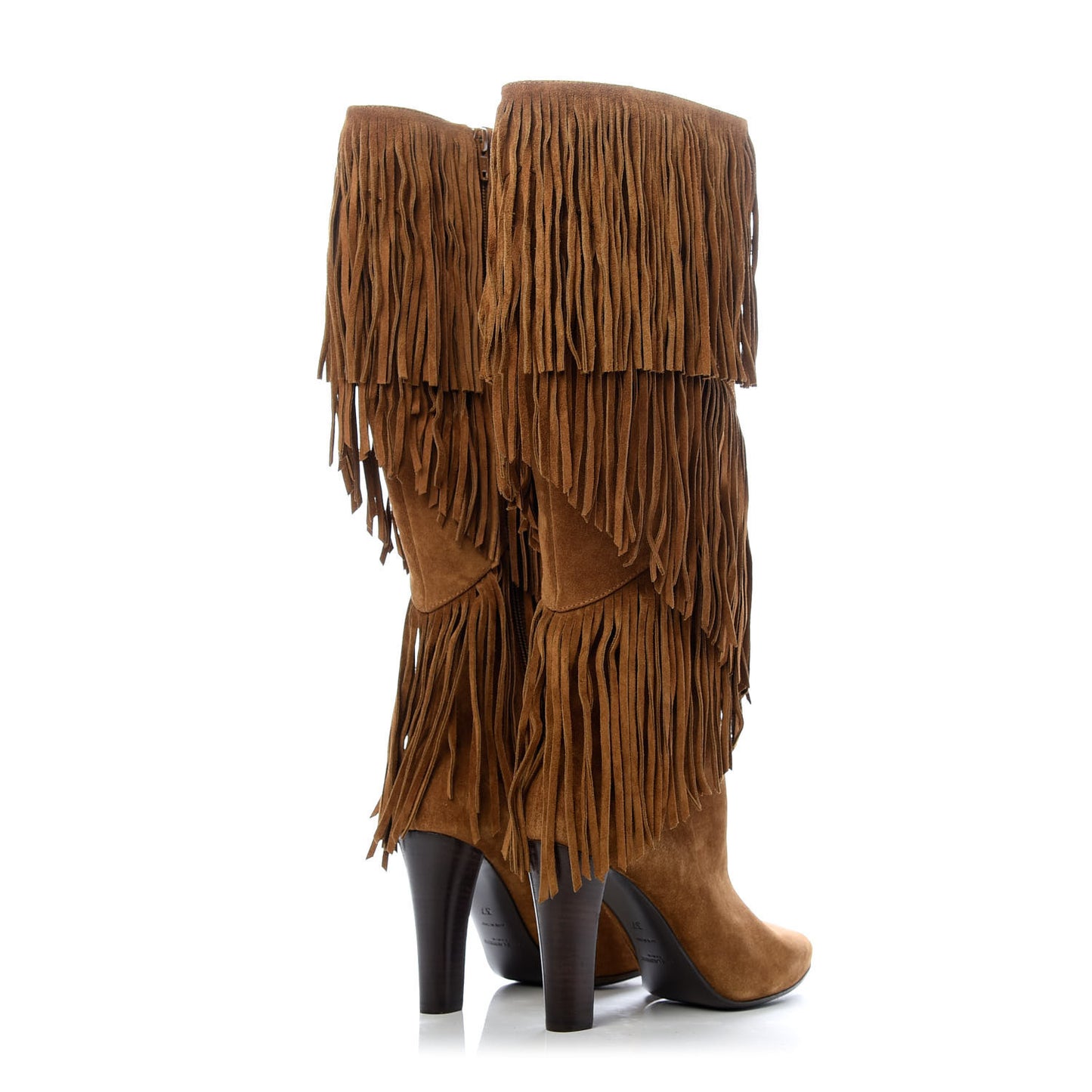 Suede Lily Knee High Fringed Boots 37 Cigar