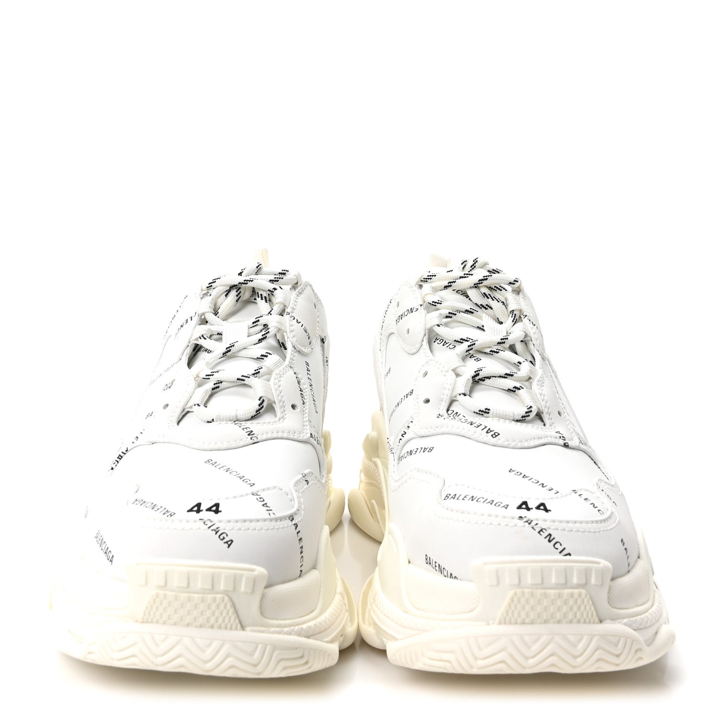 Technical Fabric Allover Logo Mens Triple S Sneakers 44 White Black