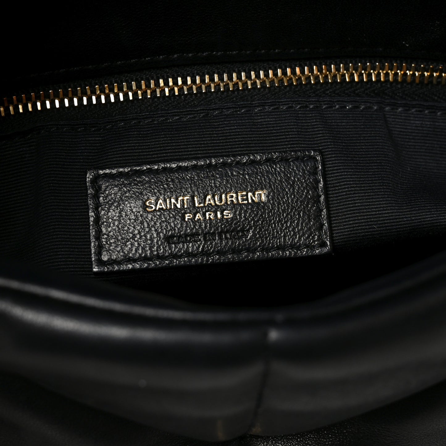 Lambskin Quilted Small Loulou Puffer Monogram Chain Satchel Black