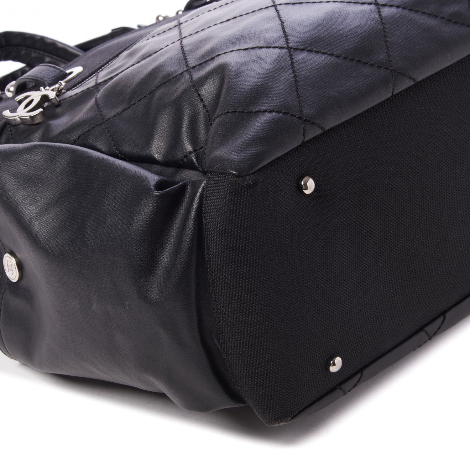 Chanel Coated Canvas Quilted Large Paris Biarritz Tote Black 6 of 12